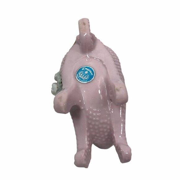 Empress Pink Shell Floral Wheelbarrow Planter Figurine Japan Vintage Shelf Decor - Picture 5 of 6